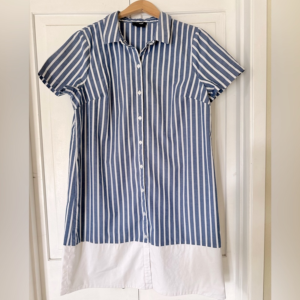 DKNY striped button down dress